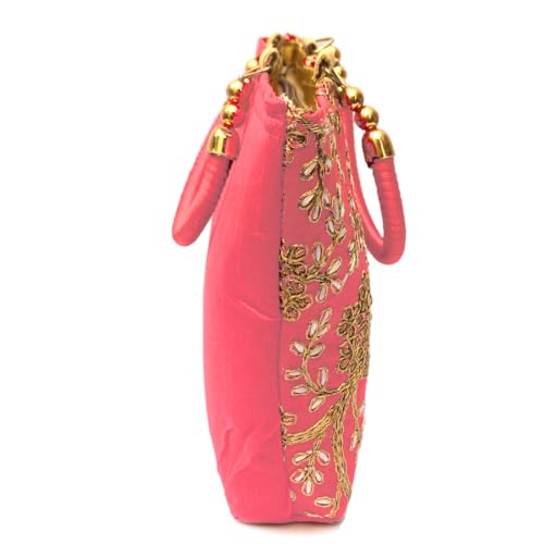 Image of Ethnic Women Handbag Purse Silk Fabric 25 x 18 cm