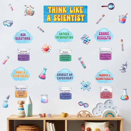 YIMEHDAN Colorful Science Quote Wall Decal, Think Like a Scientist Inspirational Quote Vinyl Wall...
