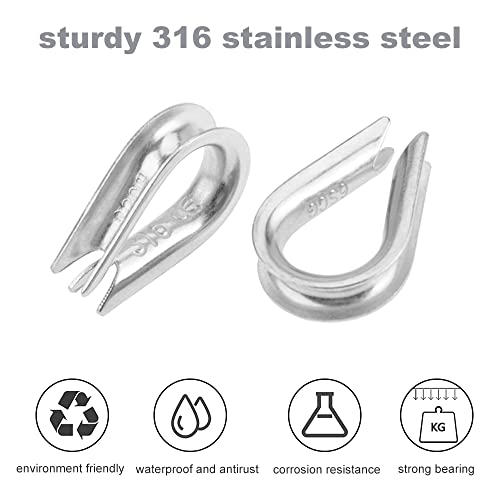 4Pcs 1/2" Wire Rope Chain Thimble For Boat Rigging Anchor Boat Terminating Splicing 316 Stainless #TOP2