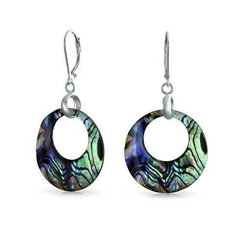 Ouvert Toute L'Ormeau Irisé Arc En Ciel Circle Créoles Arrière Pendantes Dargent 925 Sterling Pour FeMM e Cover