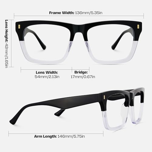 Image of Zeelool Rectangle Glasses Frames for Men, Acetate Eyeglasses Eyewear Frame with Clear Lens & Metal Hinges ZJGA996987