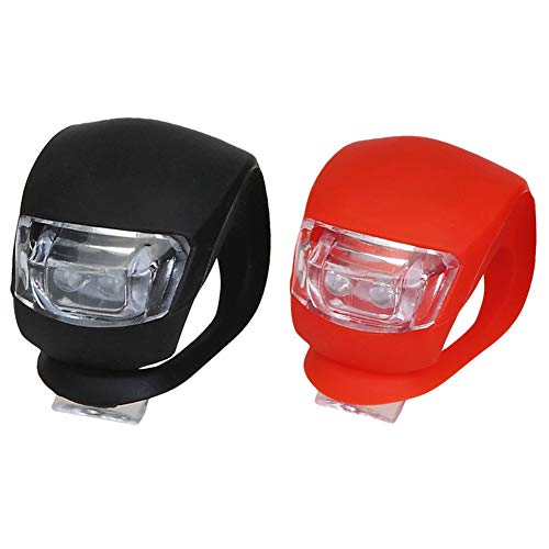 TaoNaisi Bicicleta de la luz Delantera de la Bici de Silicona LED y luz de la Cola con la batería Conjunto Impermeable luz de Niebla para Bicicletas 2 Paquetes