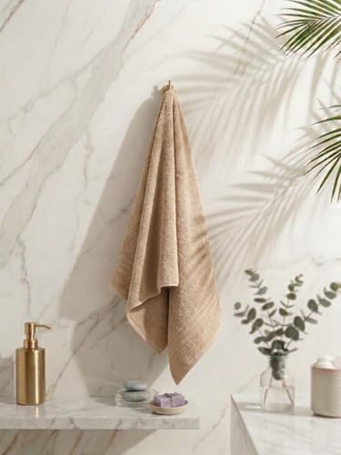 Image of Monte Carlo Essential 100% Cotton Bath Towel | 340 GSM Ultra Lightweight & Quick Dry | Soft Absorbent Large Towel 75x150 cm | Skin Friendly Daily Use Bathroom Towel for Men & Women (Soho) | Oat