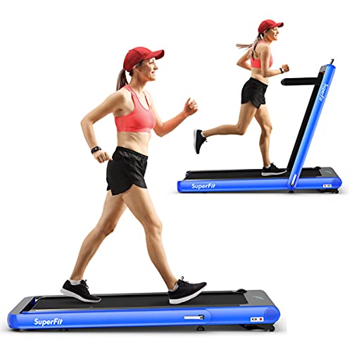 Image of GYMAX Walking Pad, 4.75HP Under Desk Treadmill with LED Touch Screen, App Control, Built-in Speaker & Handle, 2 in 1 Folding Compact Portable Treadmill for Home Small Space