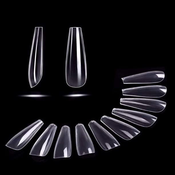 500 Pcs Artificial Nail Tips False Nail, Natural Nail Tips with Clear Box, Long Coffin Shape-image-42