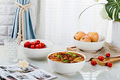 Tglbt Salad Soup Bowls 55 Ounce Porcelain Serving Pho Bowl Set Stackable White,3 Packs #TOP6