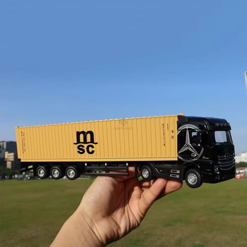 Image of 1 /50 Diecast Truck Toy Car Model Removable Transport Container Lorry Vehicle with Light Pull Back Toy Boys (Black)