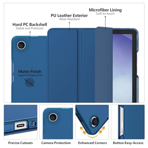 Image of MoKo for Samsung Galaxy Tab A11 Plus / A11+ Case 11 Inch 2026, Galaxy Tab A9 Plus / A9+ Case 11 Inch 2024, Slim Stand Hard PC Translucent Back Shell Smart Cover, Auto Wake /Sleep, Sea Blue