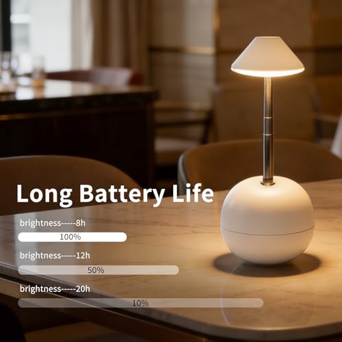 UMLAEN Rechargeable LED Table Light, Tumbler Cordless Table Lamp with 3 Colors & 7 RGB Stepless Dimmable Touch Control Lamps for Patio Restaurant Dining Home Bars (White) — view 5