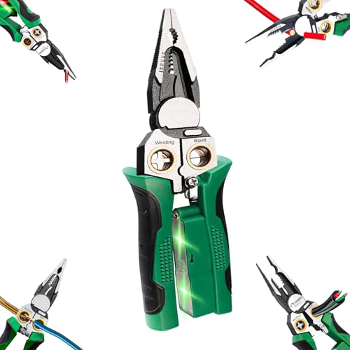 8 in 1 Wire Stripper with Voltage Tester, Wire Stripping Tool for Heavy Duty 12V-220V AC/DC Tester Hot/Neutral Wires, Multi-Functional Electrician Repair Tool