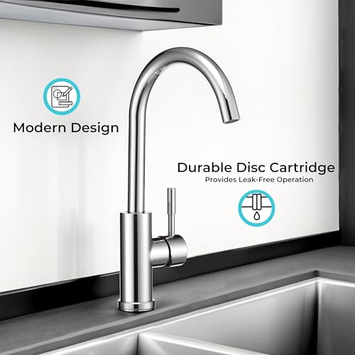 Image of Dura Faucet DF-MK531LK-CP RV Gooseneck Kitchen Faucet (Chrome) | Streamline gooseneck kitchen faucet for RV and camper galleys. Chrome finish. Easy DIY install.