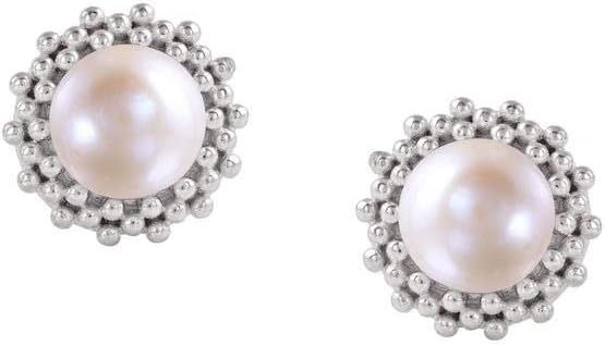KRISHNA PEARLS925 Sterling-silver and Pearl Stud Earrings for Women & Girls, Silver