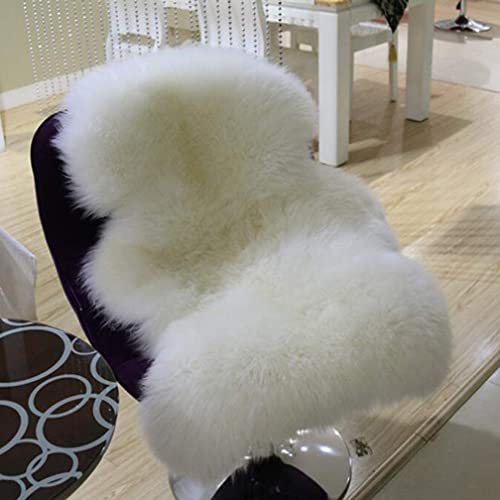 jiele Nachahmung Lammfell Teppich 60 x 90 cm Lammfellimitat Teppich Künstlicher Fell Wolle Bettvorleger Sofa Matte (Weiß)