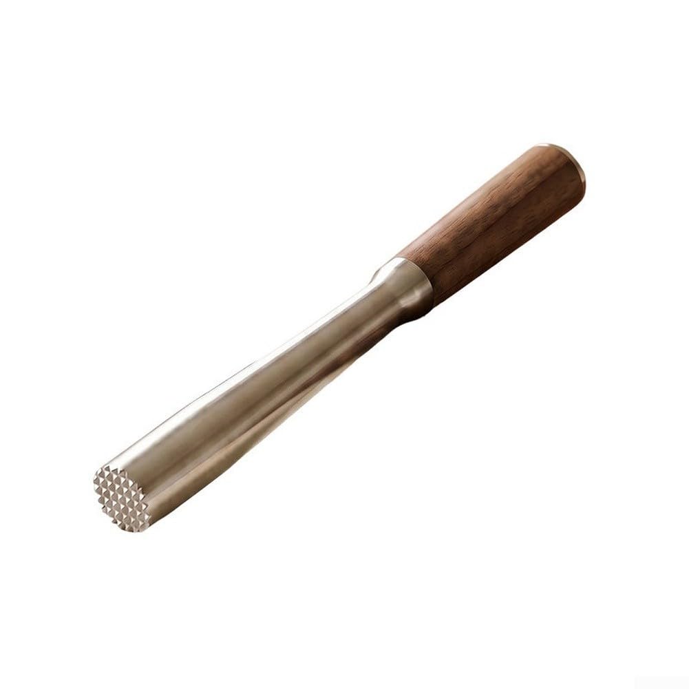 Professional Ice Hammer Made From Food Safe Stainless Steel Featuring Ergonomic Wooden Grip, Efficient Diamond Teeth Design For Breaking Ice Cubes Quickly, For Ideal Bartending Tool For Fresh Fruit