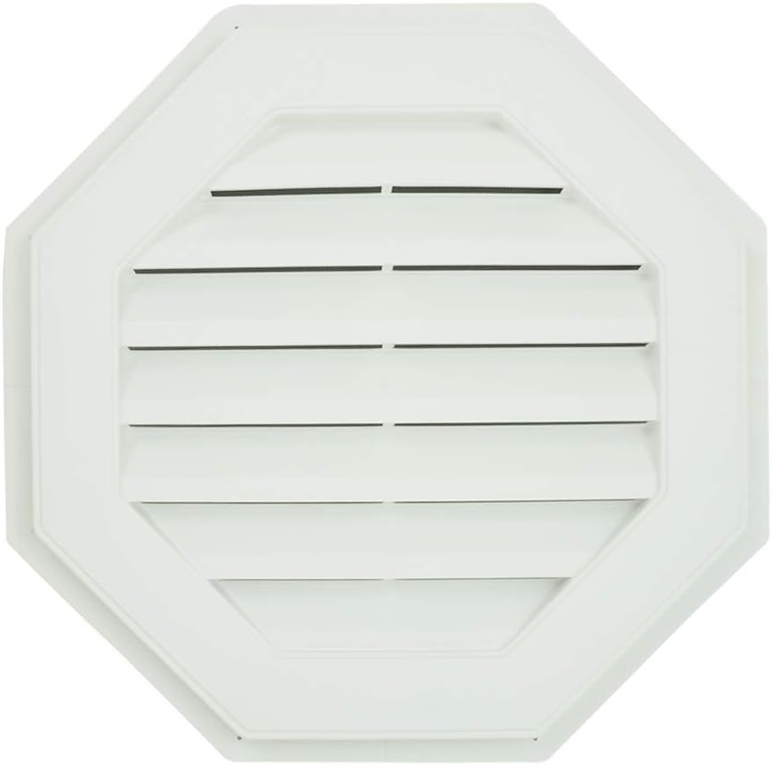 Suntown 22" Octagon Functional Gable Vent with Screen - 2 Piece Construction - White
