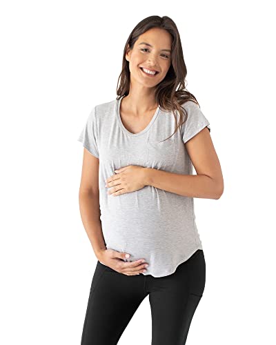 Kindred Bravely Everyday Maternity & Nursing T-Shirt | Maternity & Nursing Tops for Breastfeeding (Grey Heather, X-Small)
