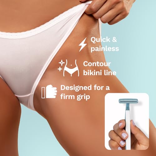 Image of FURR Bikini Line Razor for Women | Reusable PTFE Blade | Pack of 2 | Chromium and PTFE Coated Reusable Blade, Protective Sleeve & Anti Slip Grip, Painless Hair Removal
