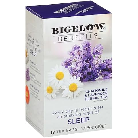 Bigelow Benefits Sleep Chamomile Lavender Herbal Tea, Caffeine Free, 18 Count (Pack of 6), 108 Total Tea Bags Cover