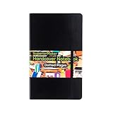 Dotted Notebook Hardcover 5x8.25, 240Pages - Best For School, Dotted Journal, Executive Notebook -100gsm Dotted Paper No Bleed Through, Elastic Closure, Page Marker, Pocket, Label Stickers (Black)