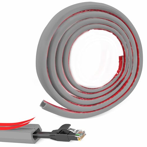 Canaleta para cables de pared, autoadhesiva, 3,0 m x 15 mm, para suelo, autoadhesiva, protección para cables para oficinas, apartamentos, almacenes, hoteles, etc. (gris)