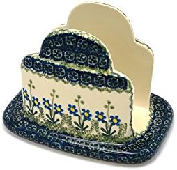 Polish Pottery Napkin Holder - Blue Spring Daisy