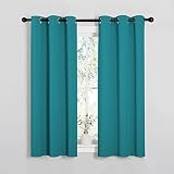 Picture of NICETOWN Room Darkening Curtains 54 inch Length 2 Panels, Thermal Insulated Grommet Blackout Curtains for Modern Casual Elegant Bedroom Kids Room Theme Decoration (Peacock Teal, 2 Pieces, W34)