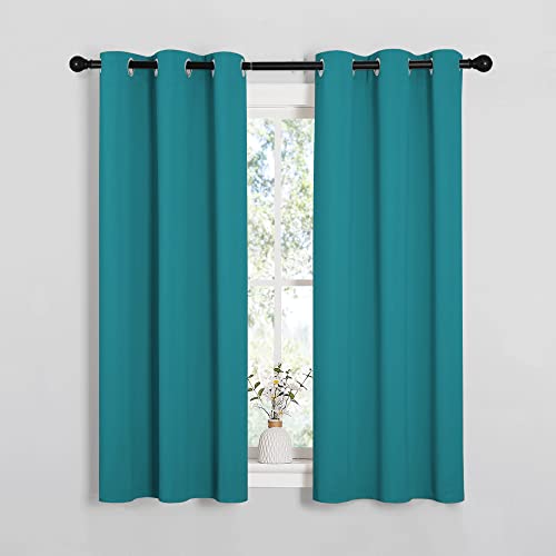 Image of NICETOWN Room Darkening Curtains 54 inch Length 2 Panels, Thermal Insulated Grommet Blackout Curtains for Modern Casual Elegant Bedroom Kids Room Theme Decoration (Peacock Teal, 2 Pieces, W34)