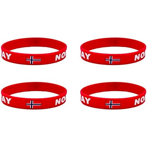 LLBFHH 4 Pcs Norway Norwegian Country Flag Rubber Bracelets, National Flag Silicone Bracelet, Rubber Wristbands Patriotic Decorations Gift. Cover