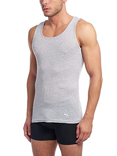 Puma Mens Men's 3 Pack Ribbed Tank Tops Undershirt, White/Gray/Black, Medium Us #TOP1