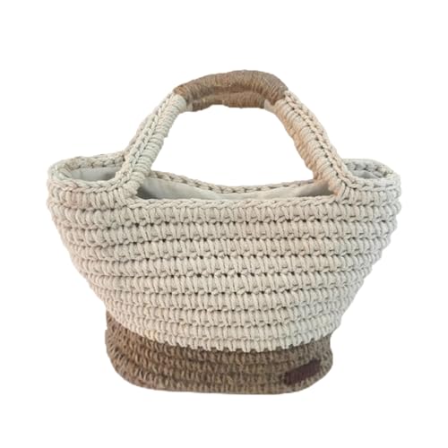 Sac à main femme fait main blanc Goffa en coton et jute avec pochette
