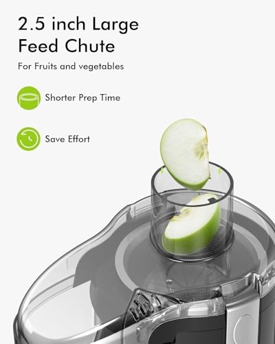 Image of SIFENE 350W Compact Centrifugal Juicer Machine, 2.5 inch Chute, 3-Speed, Black | dishwasher-safe removable parts, locking arm, BPA-free food-contact parts, compact for apartments, dorms and small kitchens