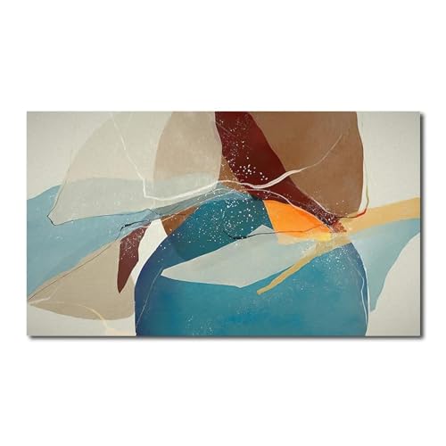 Impression sur toile abstraite YIUEYI avec cadre en bois noble 45 x 90 cm