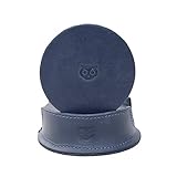 Hide & Drink, Durable Thick Leather Owl Coasters (6-Pack) Wood Furniture, Coffee & Kitchen Table, Stain Protection, Home & Office Essentials Handmade :: Slate Blue