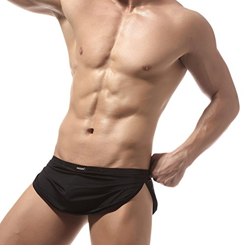 OhMill Mens Sexy Boxer Shorts Men's Thong Underwear Breathable Boxer Briefs Mens Sexy Underwear for The Bedroom Low Rise Black