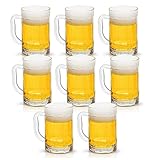 COKTIK 8 Pack Heavy Large Beer Glasses with Handle - 14 Ounce Glass Steins, Classic Beer Mug glasses Set