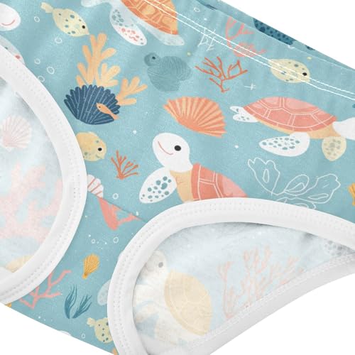 Wusikd Turtle Sea Girls' Underwear Cotton Plant Girls Briefs Soft Toddler Underwear 2T4