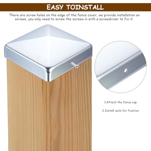 5 Stück Pfostenkappen 9x9cm, Zaunpfosten Kappen 90x90mm, Abdeckkappen, Verzinkte Metall Pfostenabdeckung, Pyramidenform Zaunkappen für Holzpfosten Pfostenträger, mit Schrauben