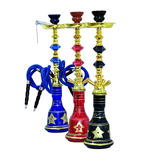 YYMMHH Arabische Glas-Wasserpfeife mit voller Stange, mittlere Wasserpfeife, vier Rohre, Wasserpfeife, Shisha, für… – Bild 3