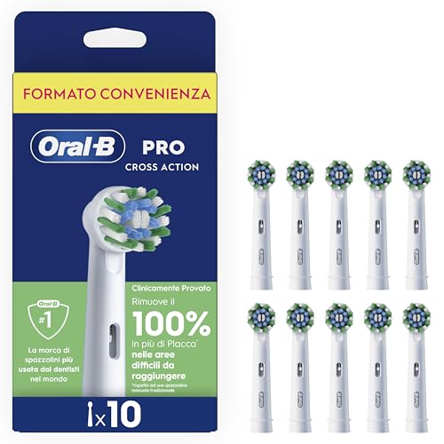 Oral-B Testine di Ricambio Pro Cross Action, Bianche, 10 Ricambi