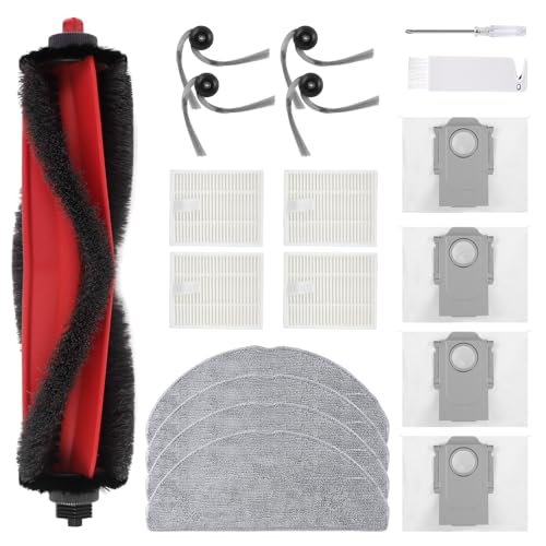 Image of VIEWALL Q7M5 Replacement Accessories Kit for Roborock Q7 M5 /M5+, Q7 L5 /L5+ Plus Robot Vacuum, 1 Main Brushes, 4 HEPA Filters, 4 Side Brushes, 4 Mop Pads, 4 Dust Bags, 1 Cleaning Tool, 1 Screwdriver