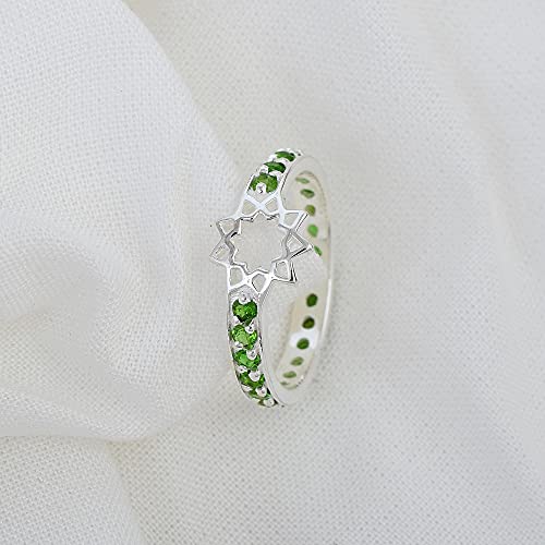 Buy AZURFA Chrome Diopside Gemstone 925 Sterling Silver Stackable Ring