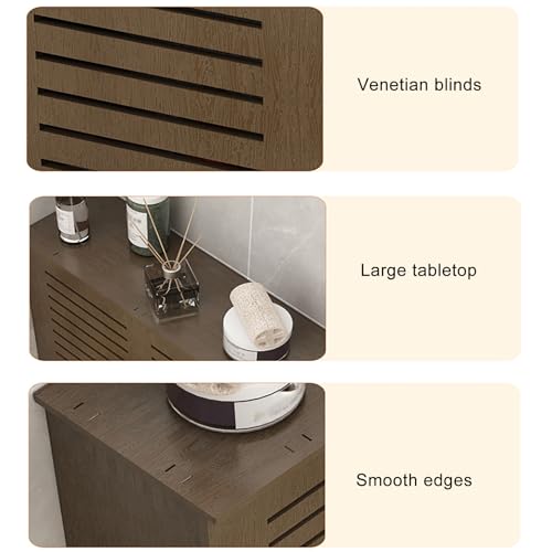 Design élégant à lattes pour ce cache-radiateur en bois de salon moderne - 8