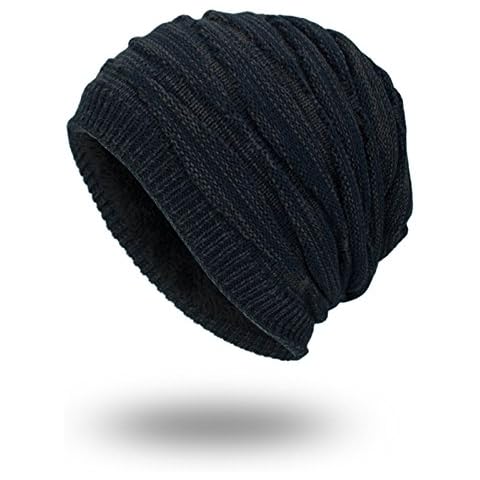 Eroilor Women's Warm & Long Knitted Hat with Teddy Fleece Inside - Blue Cover