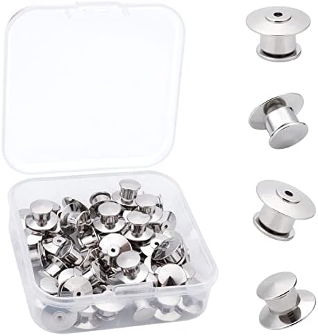 50 PCS Metal Locking Pin Backs, Pin Keepers Locking Clasp Silver
