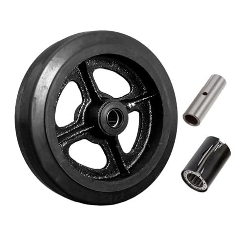 8" x 2" Rubber on Cast Iron Wheel - 600 lbs Capacity, Fits