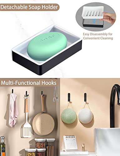 Onecocoa Shower Caddy 8 Packs,No Drilling Shower Organizer Shelf，Large Capacity Rustproof Aerospace-Grade Aluminum Bathroom Organizer With 5 Removable Hooks、5 Utility Wall Hooks And Soap Dish Holder #TOP3