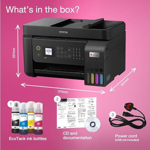 Epson EcoTank ET-4800 A4 Imprimante Multifonction Wi-FI avec réservoir d'encre jusqu'à 3 Ans d'encre Incluse