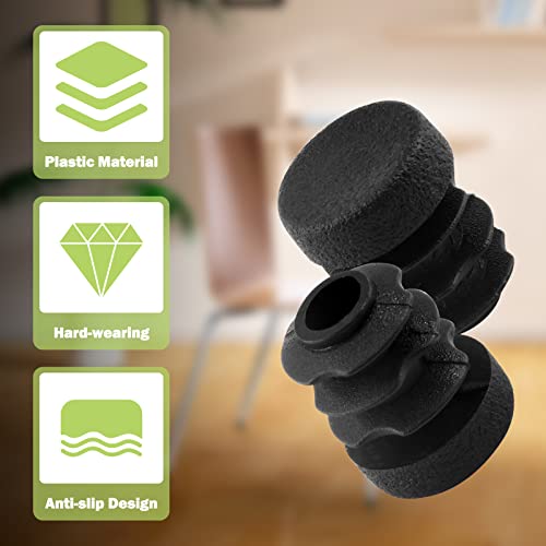 Image of Jiozermi 50 Pcs 1 /2 inch Round Plastic Plug, Black Round Plastic End Cap Furniture Finishing Plug for Pipe Post, Chairs and Furniture