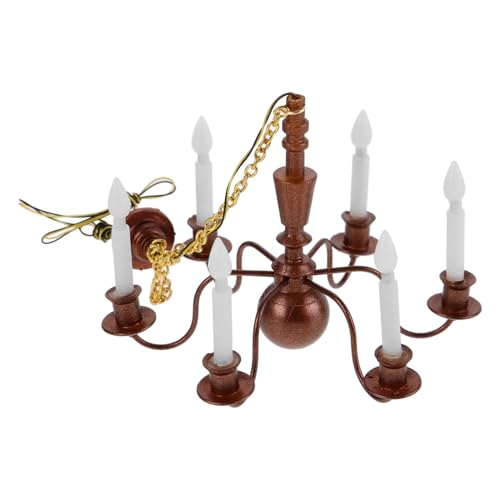 BESPORTBLE Lámpara de araña para casa de muñecas, lámpara de techo en miniatura, lámpara de salón, lámpara en miniatura para casa de muñecas, lámpara en miniatura de metal