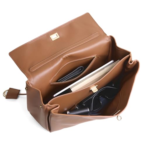 Image of hedexe Genuine Leather Tote Bag for Women: Soft Cowhide Shoulder Handbags for Ladies - Satchel Purse for Travel Work(Large)